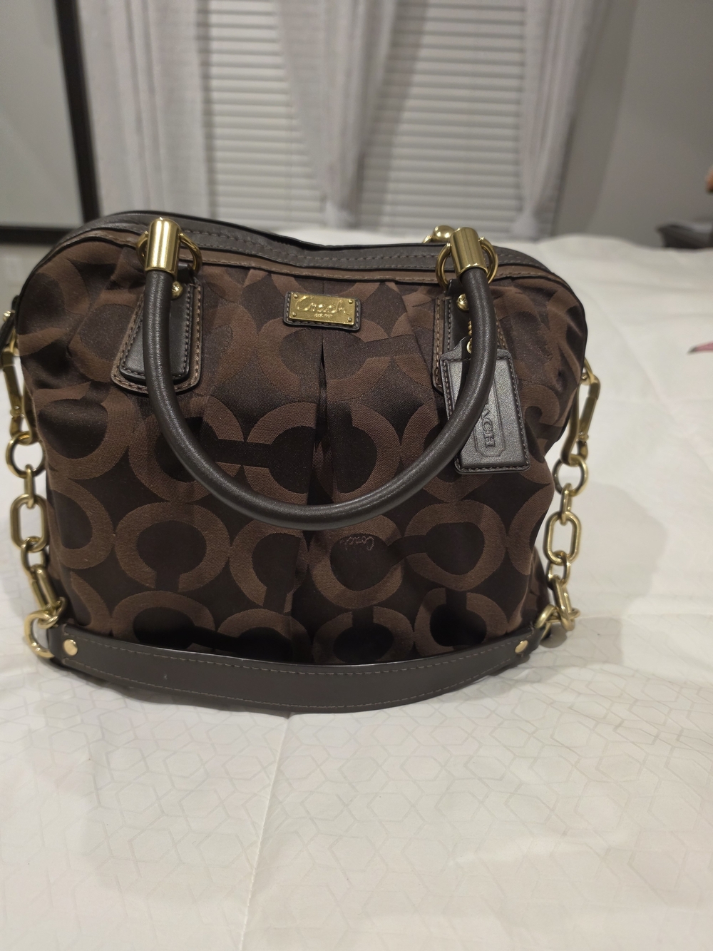Coach Brown Signature Satchel with Gold Hardware